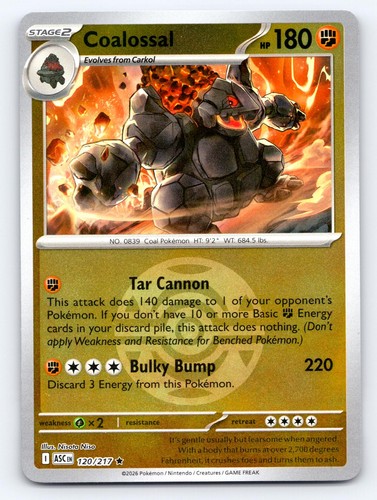 Coalossal (Dusk Ball) 120/217 Rare Ascended Heroes Pokemon Reverse Holo LP