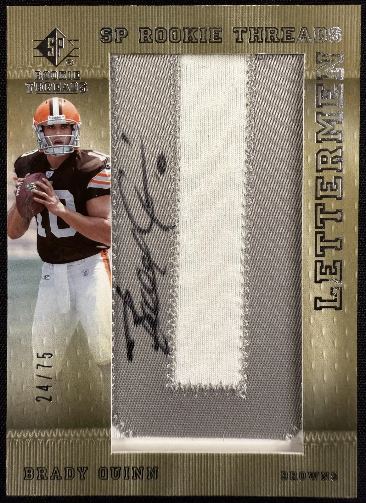 Brady Quinn SP Rookie Threads #110 Letterman-Silver Name