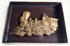 Vintage Baron Buckle Locomotive Train Engine 6101 Solid Brass 1978 w Box