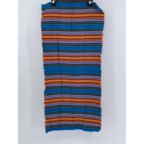 UNBRANDED Blue-Orange Knit Stripe Print Fabric Table Runner