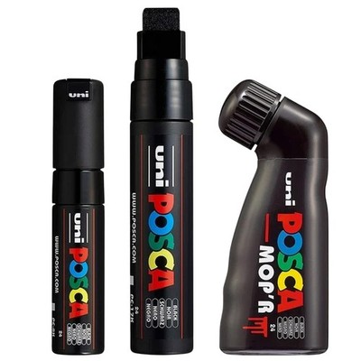 Black Paint Marker Set   3 Broad Nib Pens (MOP R, PC-17K, PC-8K) | Extra Broa...