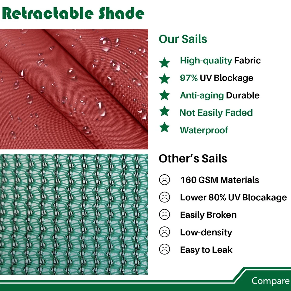 Cubierta de sombra de repuesto para pérgola retráctil impermeable vela ondulada toldo para yar Foto 4 de 4