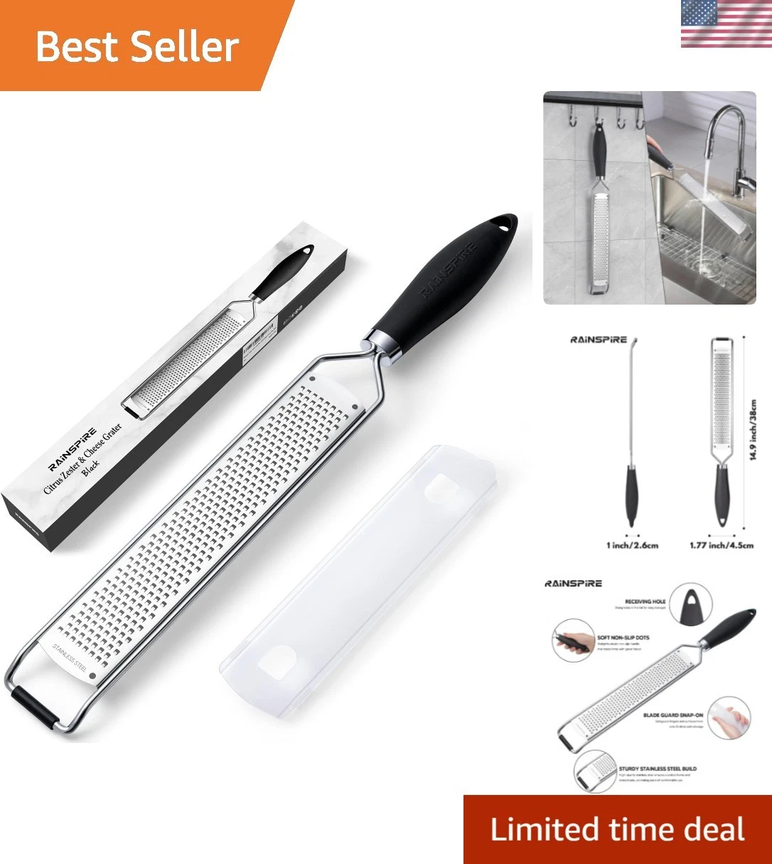 Upgraded Citrus Lemon Zester Grater, Easy Clean Dishwasher Safe, for Ginger G...