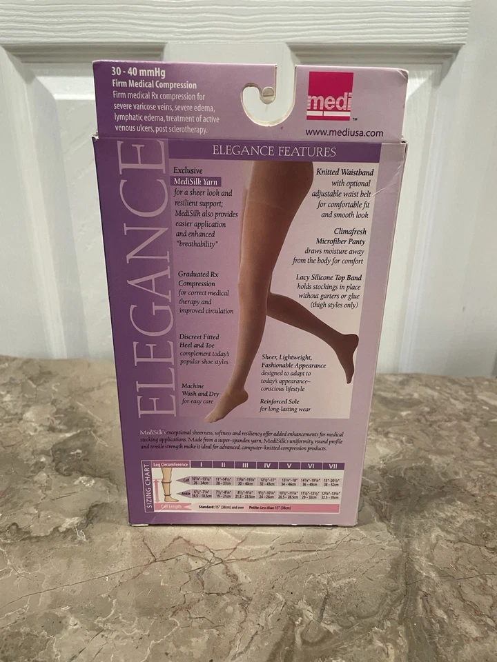 Medias de compresión Mediven 25606 30-40 mmHg pantorrilla punta cerrada beige talla VI NUEVAS CON ETIQUETAS Foto 4 de 4