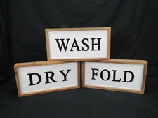 Laundry Room Decor for wall Signs Set of 3 retro rustic Farmhouse Wash Dry Fold