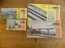 4 Vintage 1960's Faller Plastic Model Kits HO Bridge Stations Parts In Boxes
