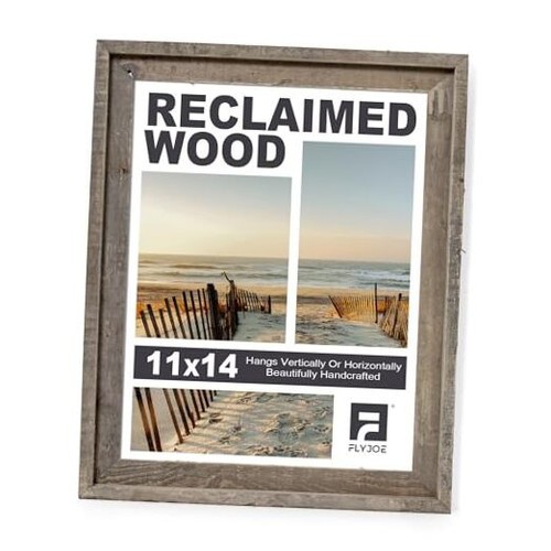 Rustic 11x14 Picture Frame, Reclaimed Barnwood Frame with Tempered Glass, - Picture 1 of 7