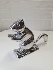 Vintage Metal Squirrel Nut Cracker Mechanical On A Log Cast Aluminum Home Decor