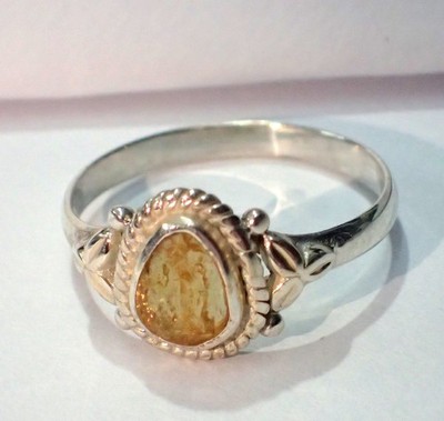 Vintage Sterling Silver Tourmaline Ring Pear Cut Boho Mother's Day Gift Size 6.7