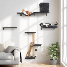 Cat Wall Shelves, Stable  Safe 4 in 1 Cat Furniture Set, Wooden Climbing Wall w