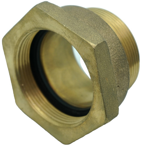 Brass Fire Equipment Hex Nipple 2" NPSH Female x 2" NPT Male