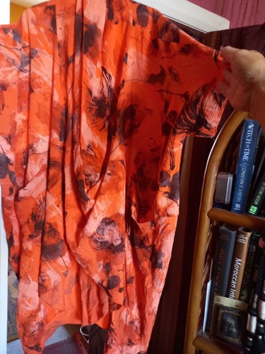 Orange abstract Lagenlook Cross Over Drape Layering Tunic Freesize,arty,boho, - Picture 6 of 8