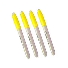 SUPERSONIC YELLOW Sharpie Markers Fine Point Permanent Marker Lot Of 4
