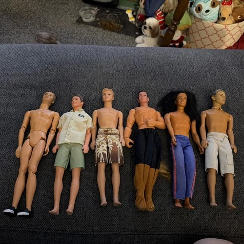 Vintage GI Joe, Flavas Liam, And 4 Ken Dolls Doll Long Black Hair Mattel