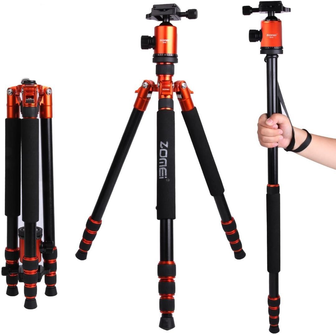 ZOMEI Z818 4-Section Camera Tripod Kit – Lightweight & Stable (Orange)