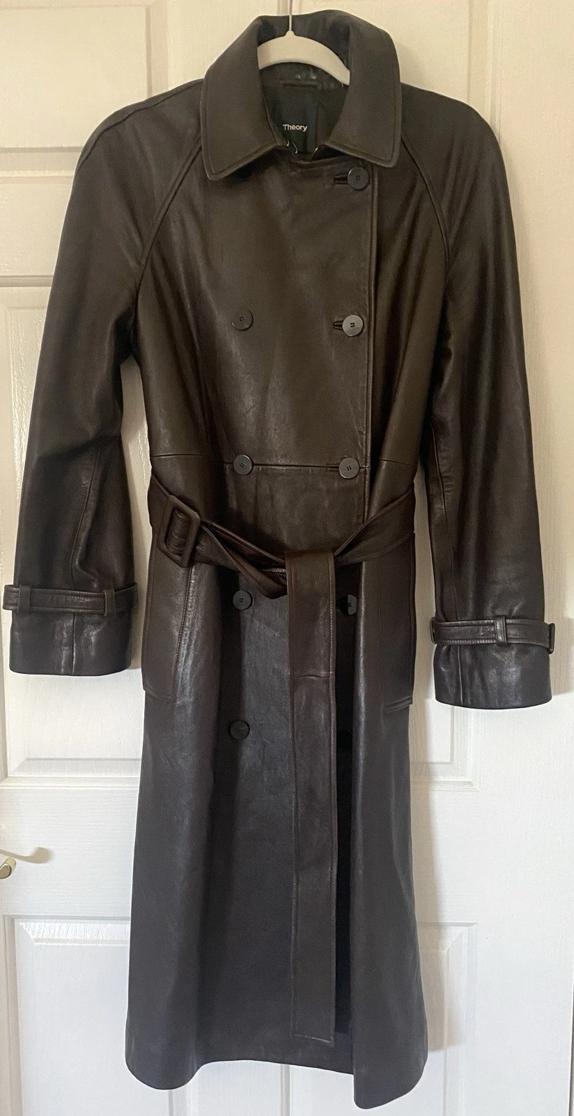 Theory Leather Brown Full Length Trench Coat Size S UK 6
Opens in a new window or tab