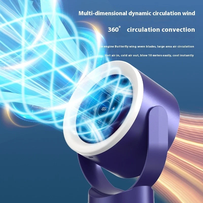 Ventilador de Escritorio Ajustable Luz Recargable Montaje en Pared Ventilador de Mesa Luz Pantalla LED Foto 3 de 4