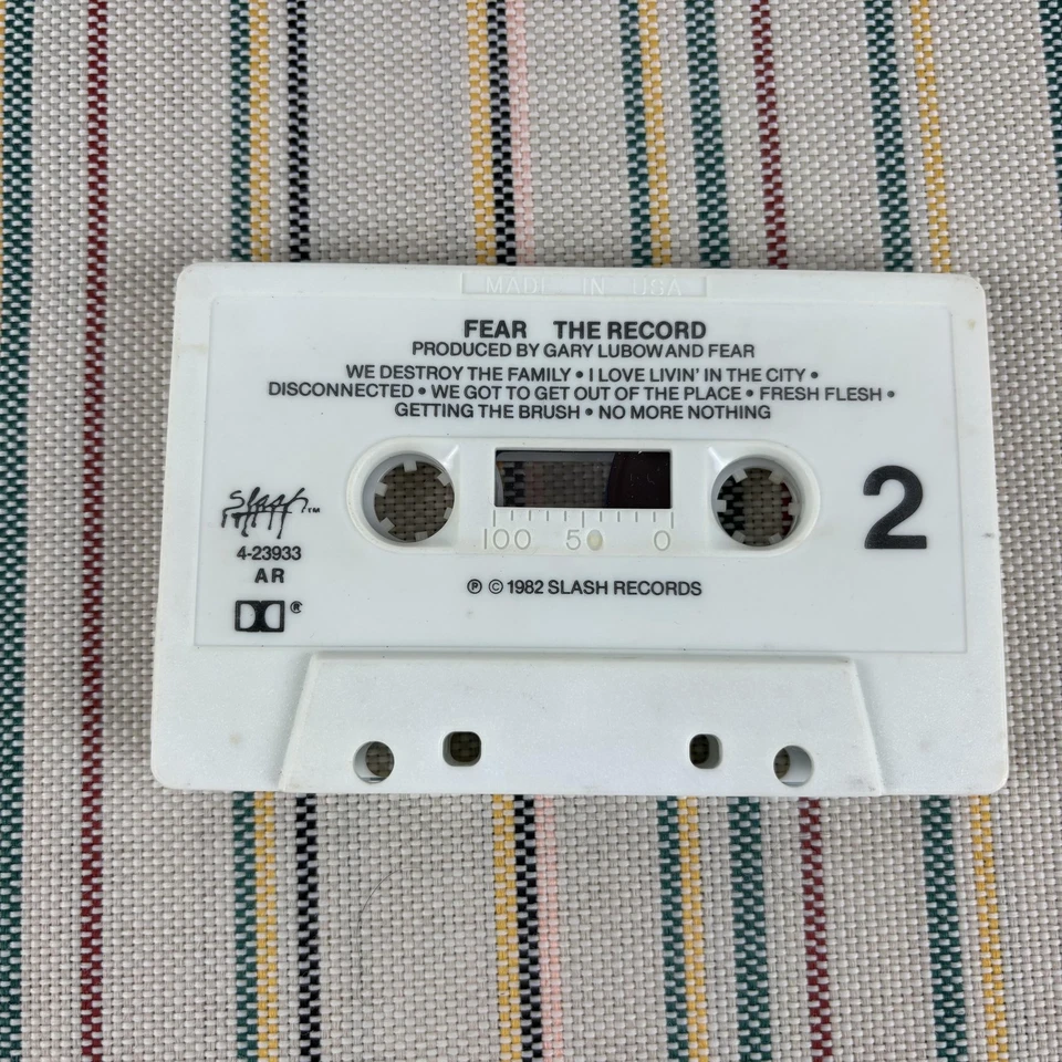 Vintage Fear The Record Cassette Tape 1982 Punk Rock Slash Records USA Tested Foto 3 de 4