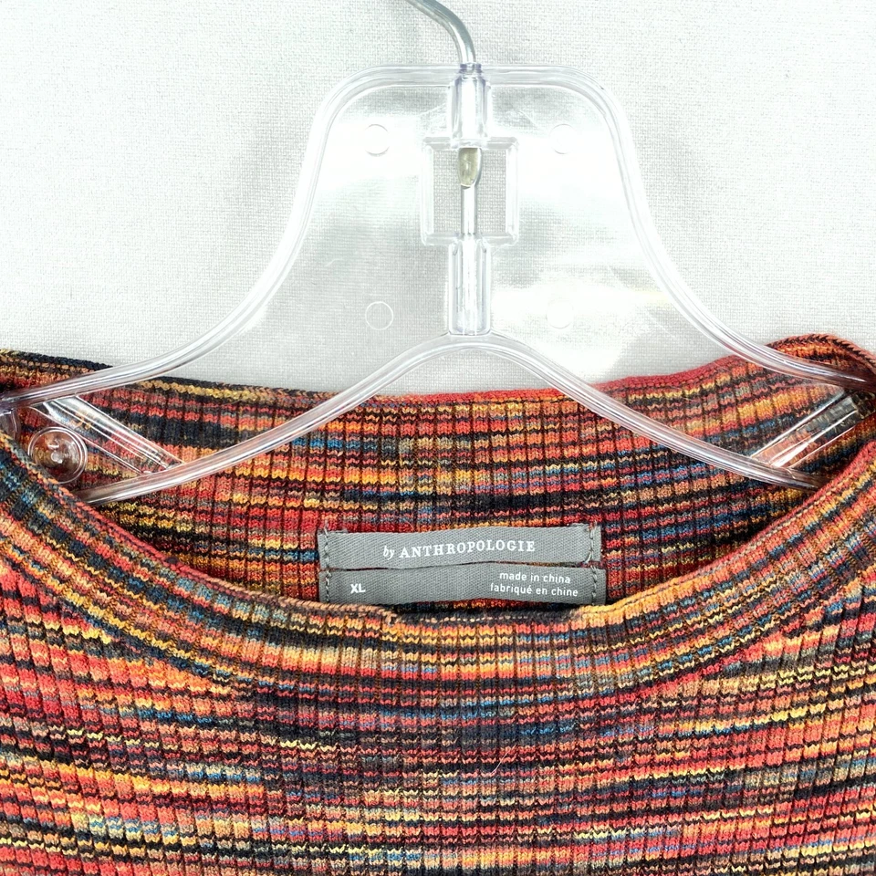 Túnica Anthropologie Tami Space tingida sem mangas malha XL laranja várias nervuras - Imagem 3 de 4