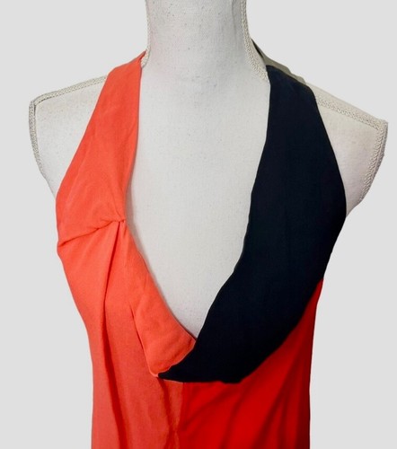 Alexander Wang Color Block 100% Silk Drape Front Racerback Mini Dress Size 6 - Picture 2 of 4