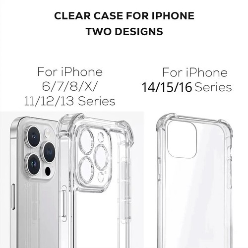 iPhone 16 13 11 15 14 12 Pro Max Case 7 8 Plus SE Xs XR Clear Shockproof Cover - Picture 23 of 58