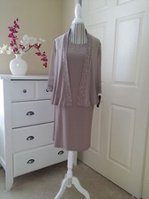 NWT R  M Richards 2 Pc Set Taupe Sequin Soft Stretch Evening Dress/Jacket Sz.8P