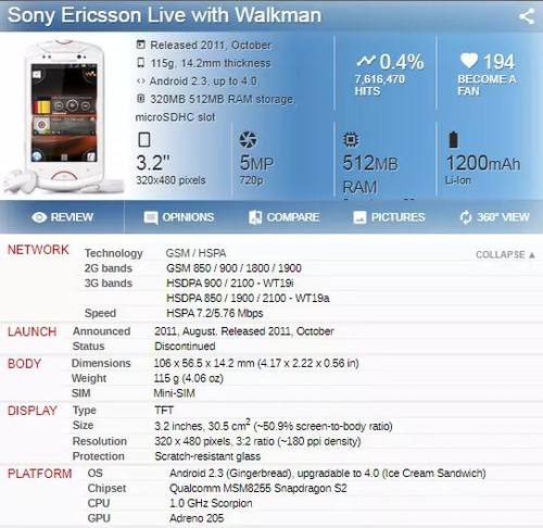 Sony Ericsson Live with Walkman WT19i WT19 Mobile Phone 3G WIFI GPS Andriod 5MP - Picture 10 of 12
