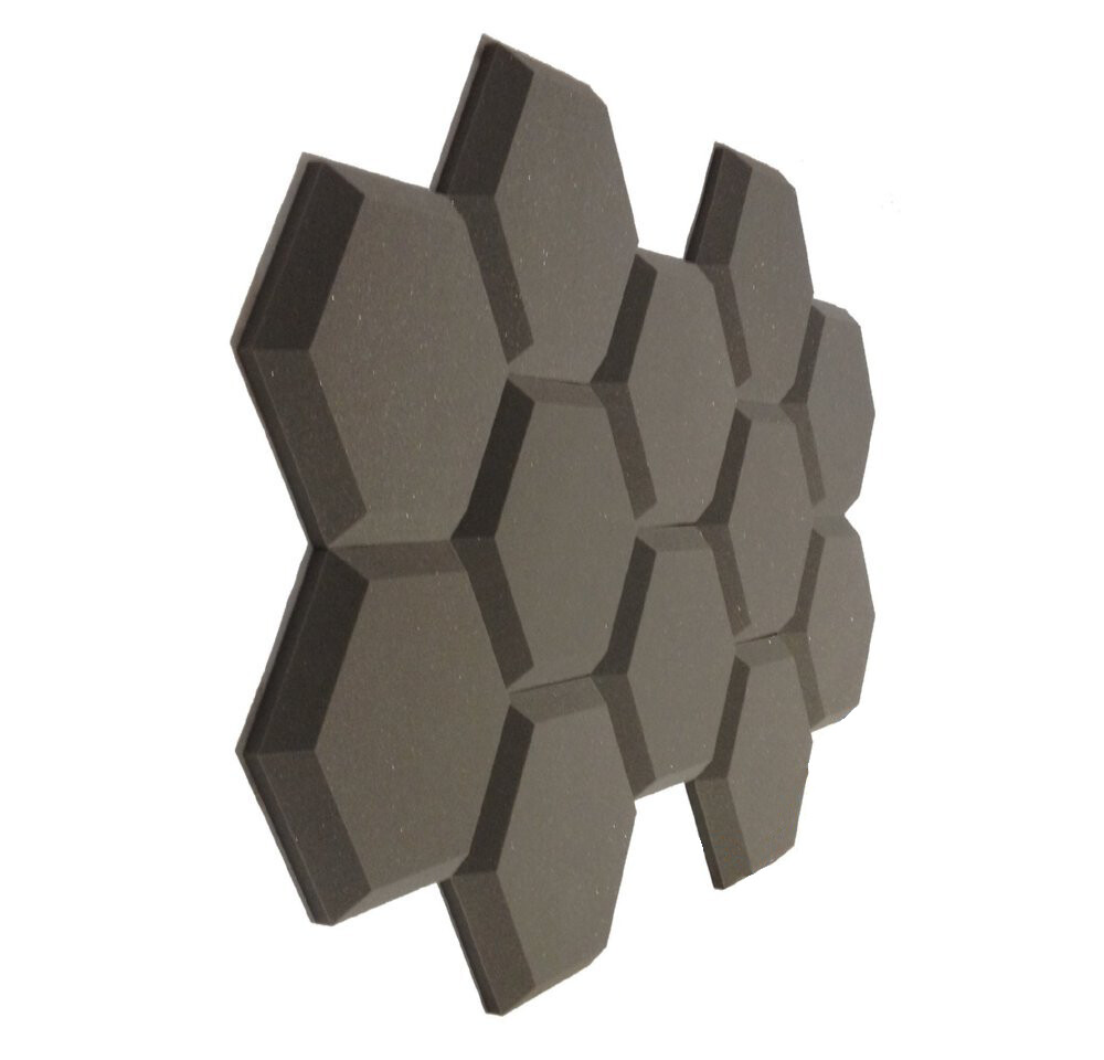 Advanced Acoustics Hexatile3 Acoustic Studio Foam Treatment Tile Pack of 12 Grey