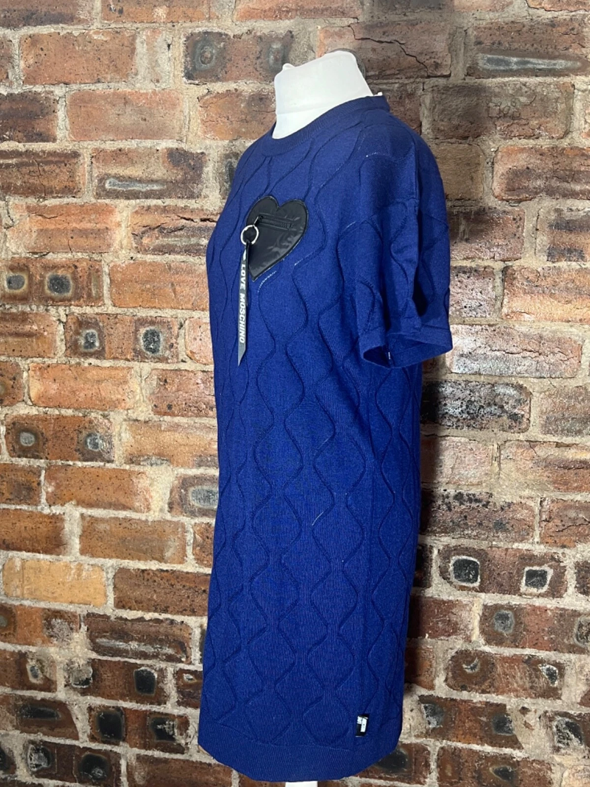 ABITO MAGLIONE MOSCHINO NAVY MAGLIA FINE S S TAGLIA 8 NUOVO CON ETICHETTE