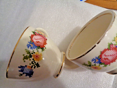 Heirloom 22K Gold Heirloom Petit Point Set of 2 Cups by Cunningham & Pickett