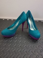 High Heels Gr. 38 / Plateau Pumps türkis, petrol Damenschuhe