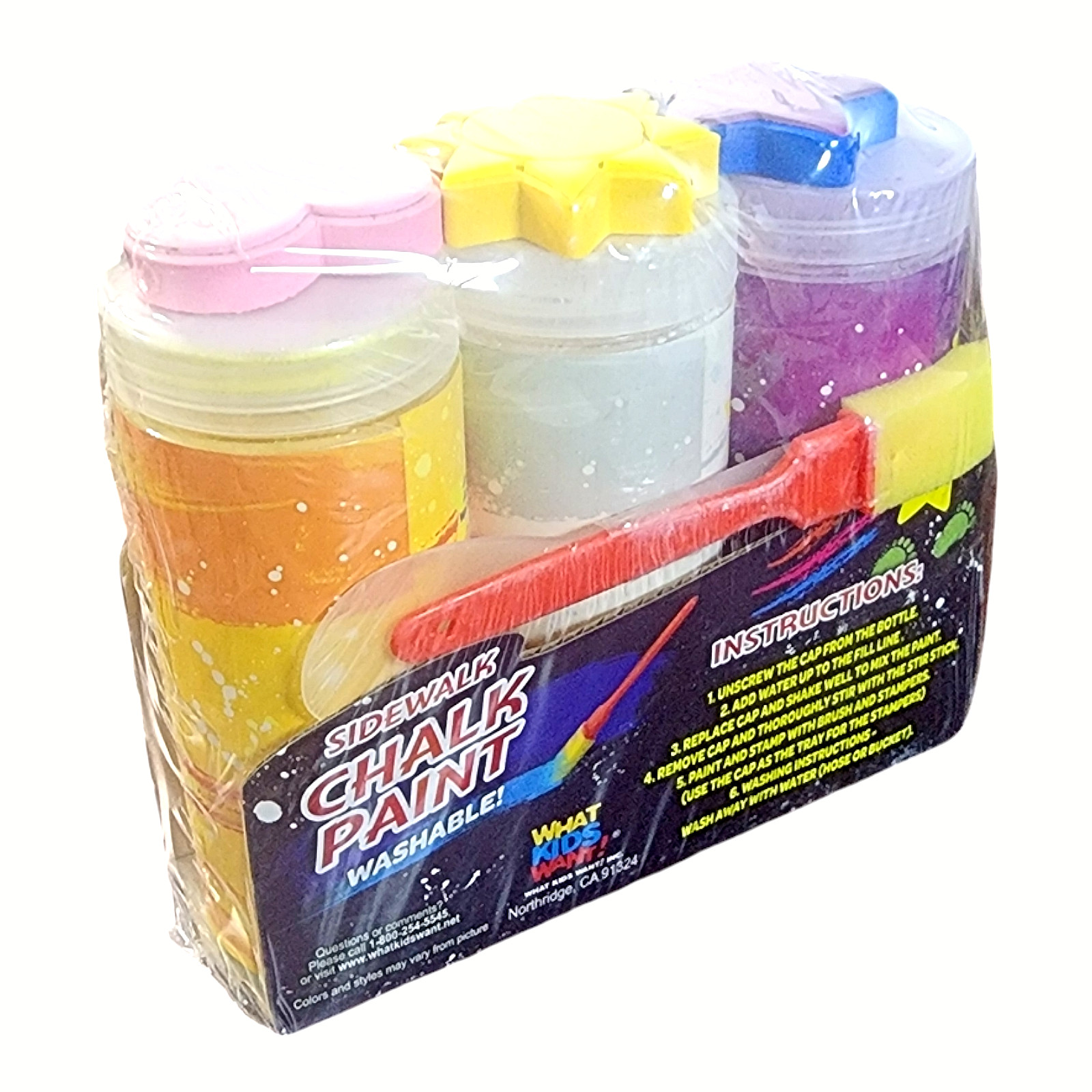 What Kids Want Sidewalk Chalk Paint Powder 3 Packs Purple, White & Yellow New