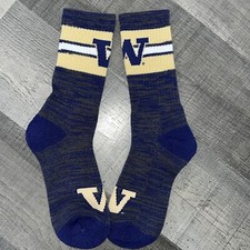 WASHINGTON HUSKIES NCAA COLLEGE TEAM LOGO FIRST STRING CREW SOCKS LARGE