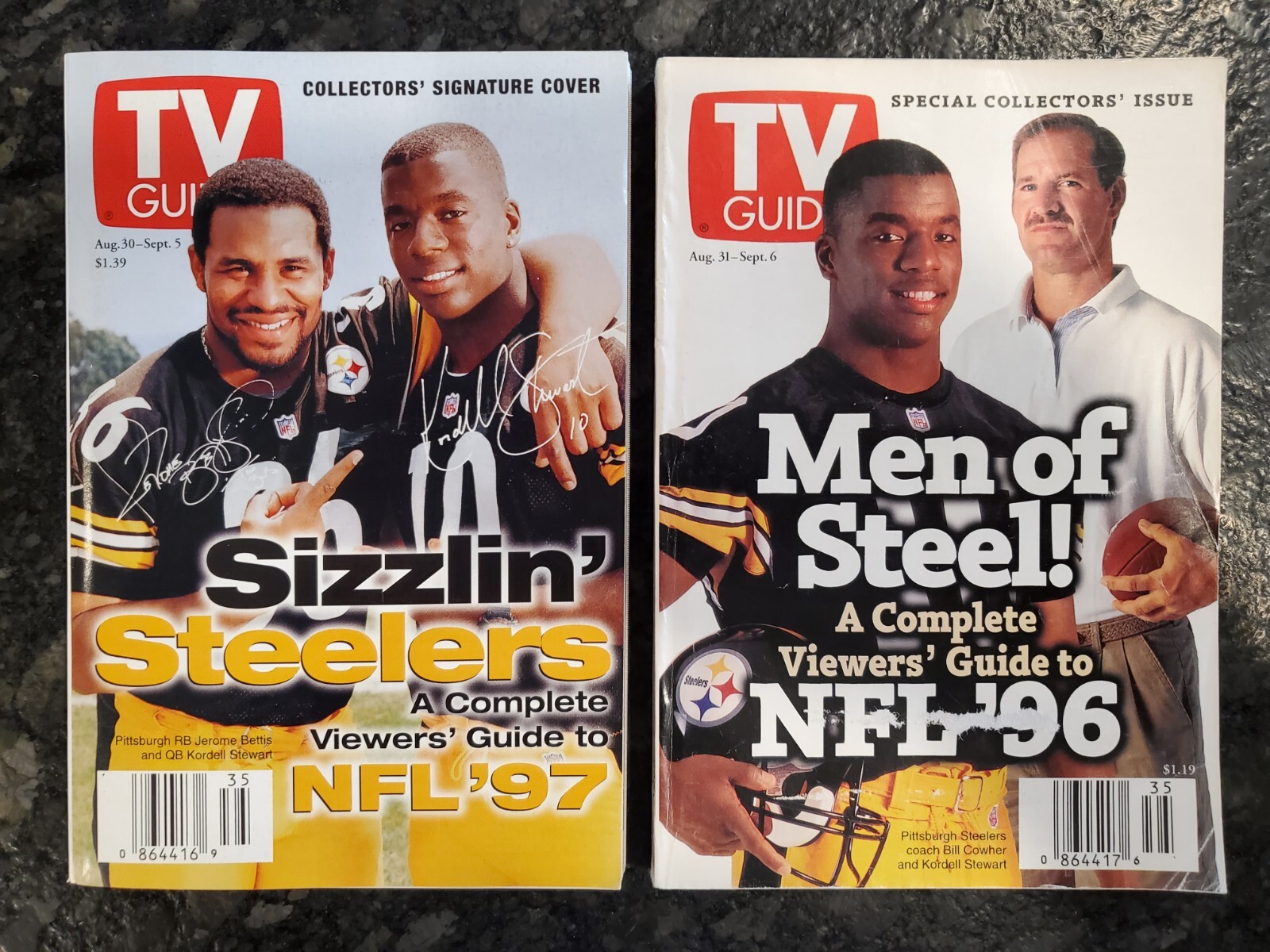 LOT OF 2 TV GUIDE PITTSBURGH STEELERS MAGAZINE Jerome Bettis Bill ...