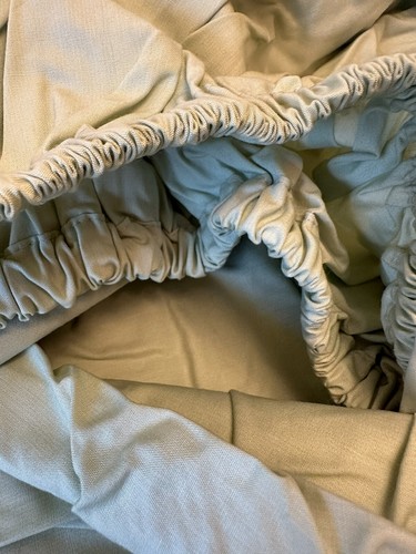 3pc Nautica Green Twin Sheet Set Flat Fitted Pillow Case Pink Blue Stripe Trim - Picture 18 of 24