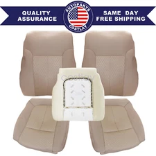 Fit 2011-2014 Ford F150 Front Driver/Passenger Bottom Top Cloth Seat Cloth Tan