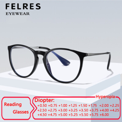 Unisex TR90 Oval Anti Blue Light Reading Glasses Classic Presbyopic Glasses Hot