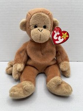 Ty Beanie Baby Bongo Monkey Ape Brown Tan Stuffed Animal Plush Toy 1995