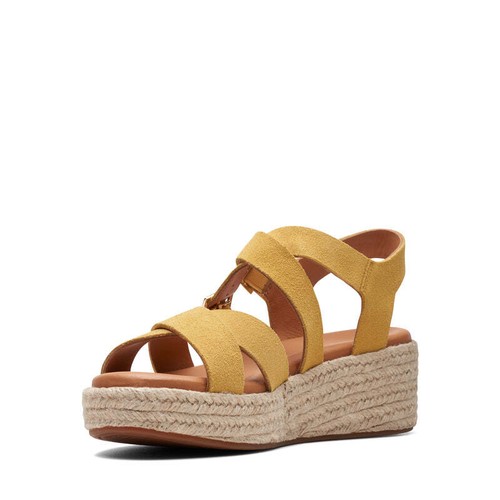 Clarks KIMMEL BUCKLE Yellow Suede Women's Sandals Size UK 7 / EU 41 - Picture 4 of 5
