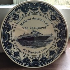 Delft Vintage Blue 1996 Royal GOEDEWAAGEN Inaugural Ship Plate MS VEENDAM Dish