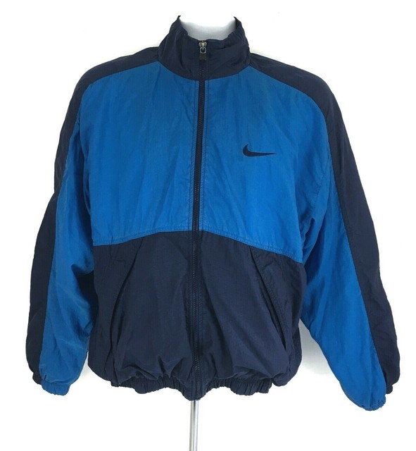 VTG Nike Mens M Navy Blue Large Swoosh 1/2 1/4 Zip Puffer Jacket Adult White | eBay