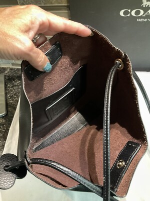 Coach Crossbody Bag Derby Black Pebble Leather Suede Coach Crossbody Bag Derby Black Pebble Leather Suede