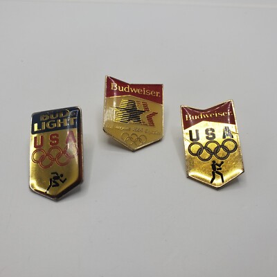 Vintage 1984 Olympics Budweiser Lapel Pins Lot Of 3
