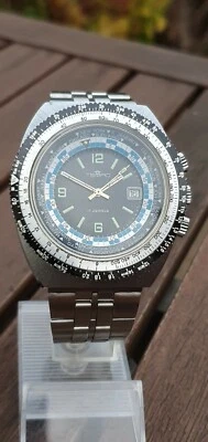 TEMPIC WORLDTIMER Men's Wrist Watch Herren Armbanduhr 47mm  - Bild 1 von 4