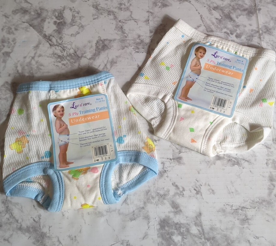 Vintage Luv n' Care 5 Ply Baby Training Pants Underwear 2 Pair Size 4 33 - 38 Lb