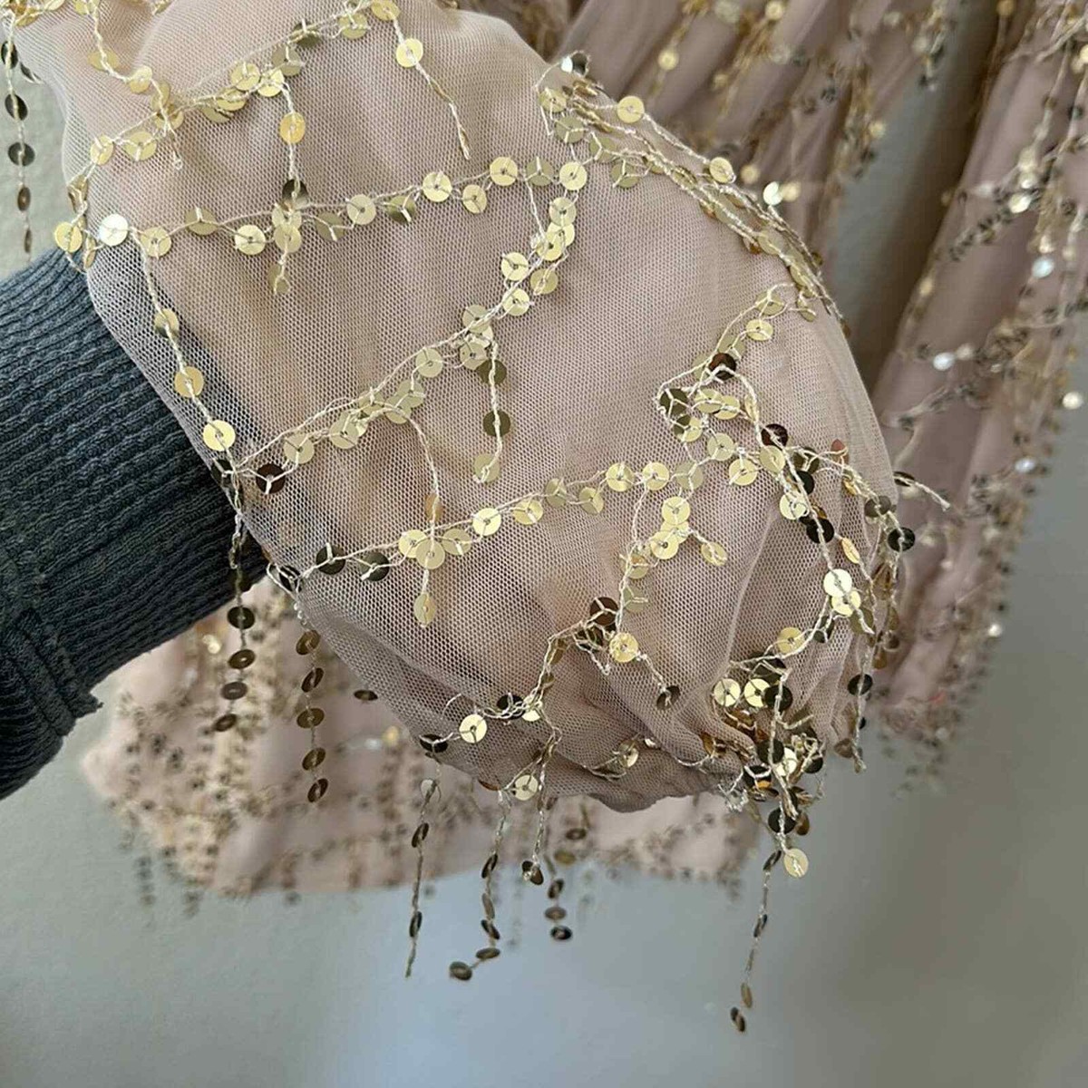 PrettyLittleThing Gold Plunge Sequin Long Sleeve Bodycon Dress Size 2 | eBay