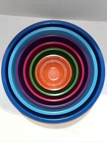 Oggi Bowls Nesting Mixing Set 6 Rainbow Colors Melamine Plastic Kitchen