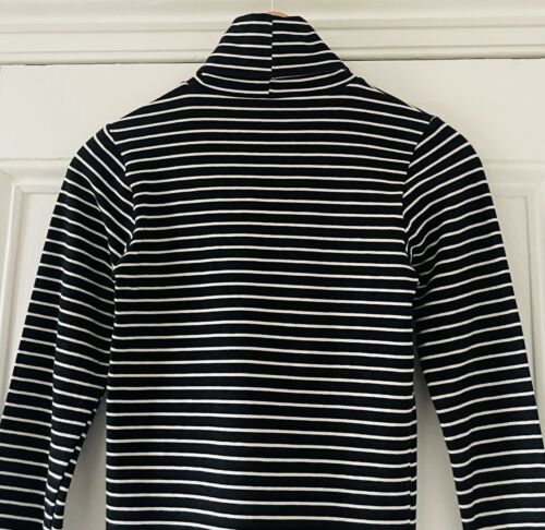 American Apparel Women’s Black Striped Turtle Roll-Neck T-Shirt Top M UK 8-10 - Picture 10 of 13