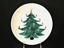 Ceramic Christmas Tree Plate 1980's Home Craft, Signed by the Maker- 9 1/2"