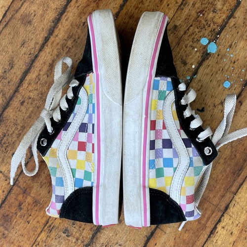 van rainbow checkered shoes
